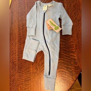 Organic Cotton Light Blue Zipper Onesie